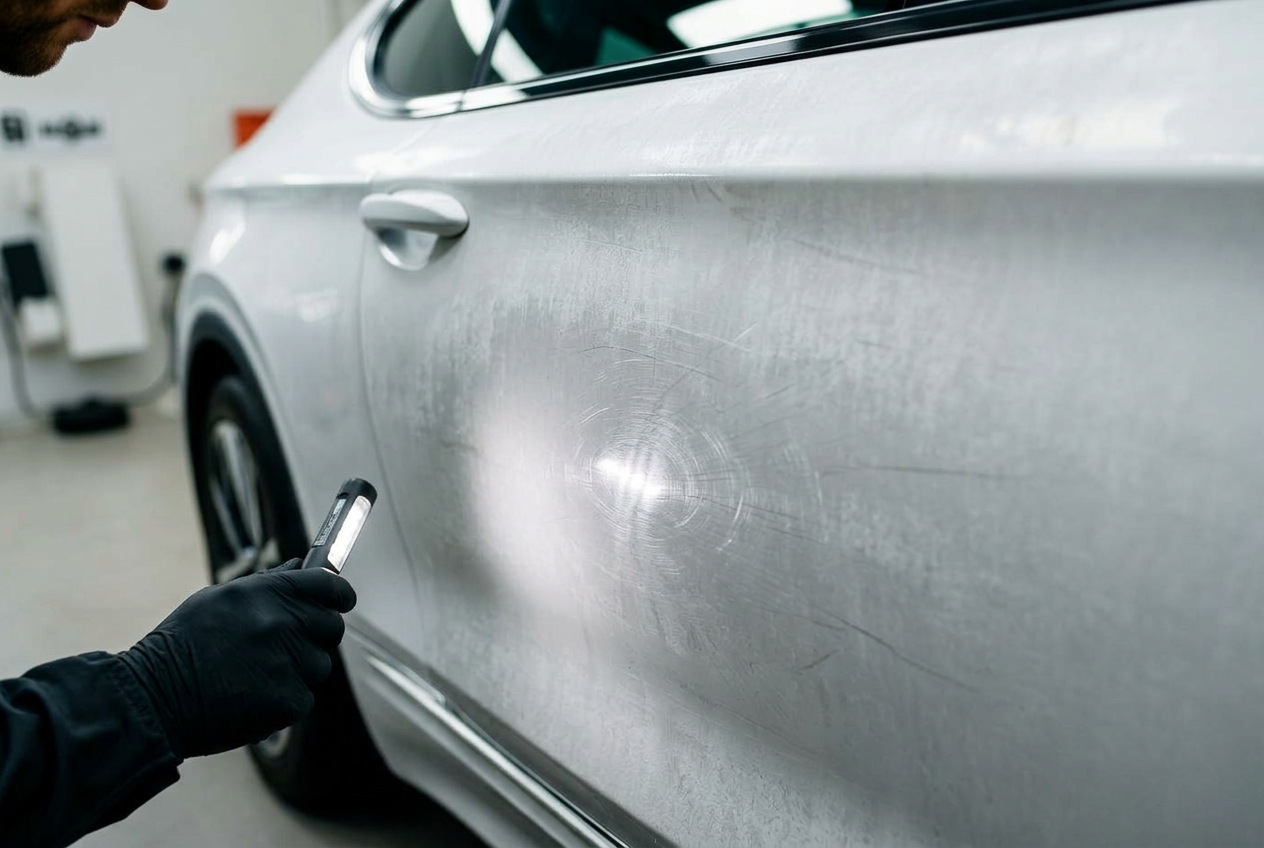 Swirl removal — DA machine polish — before