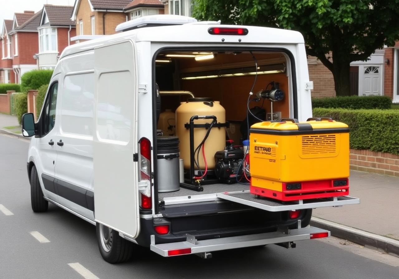 Self-contained mobile unit on site